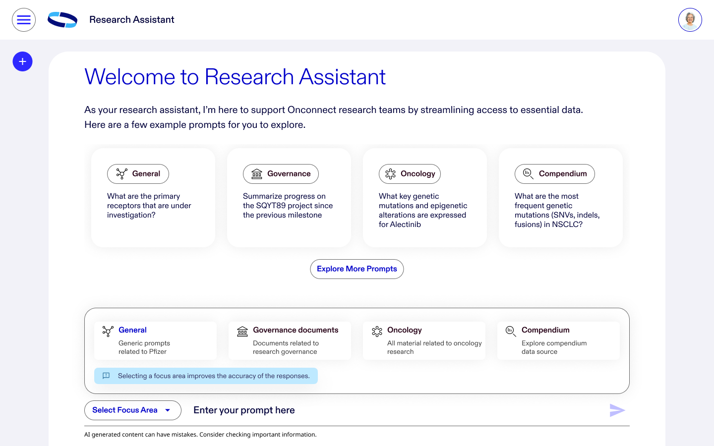 Research Assistant — desktop overview screen