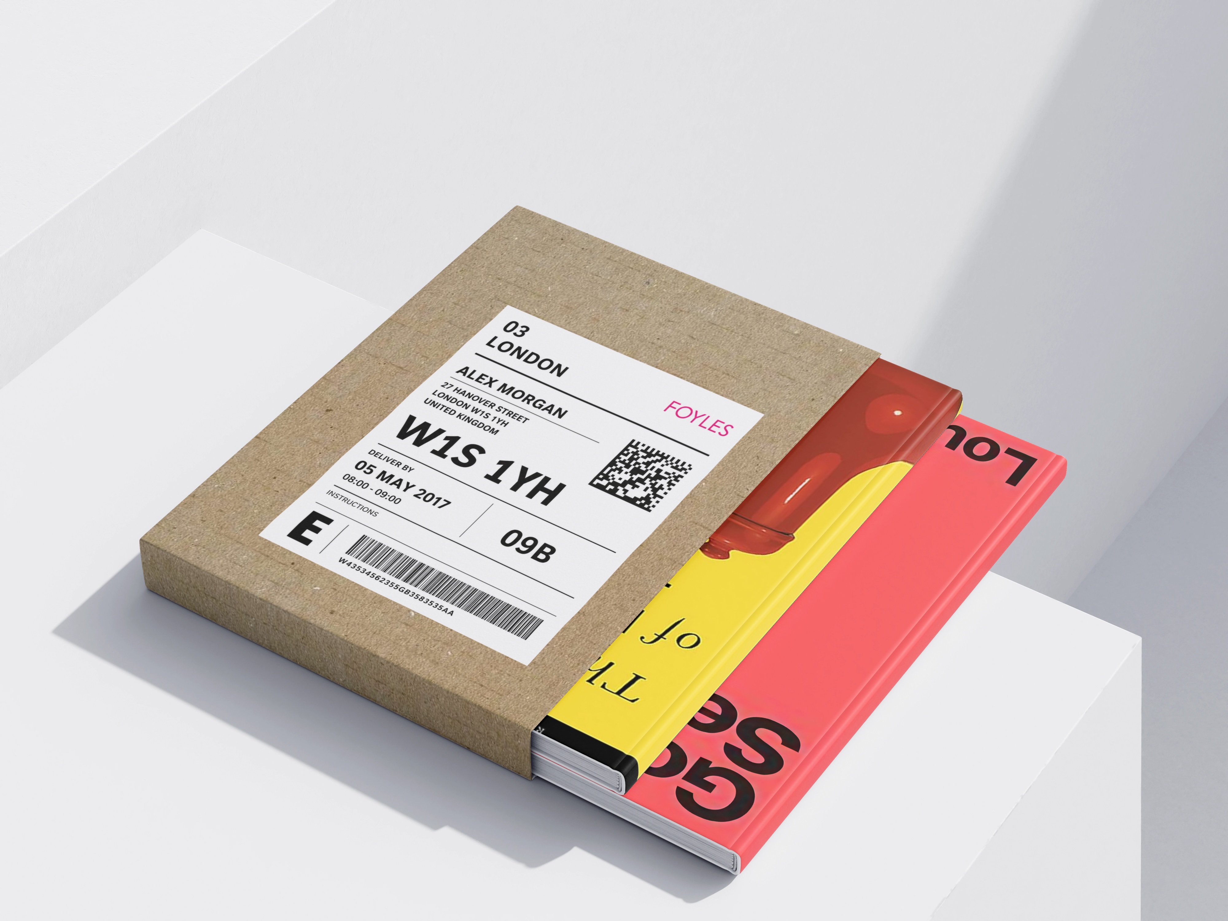 New label applied to parcel — in-context product shot