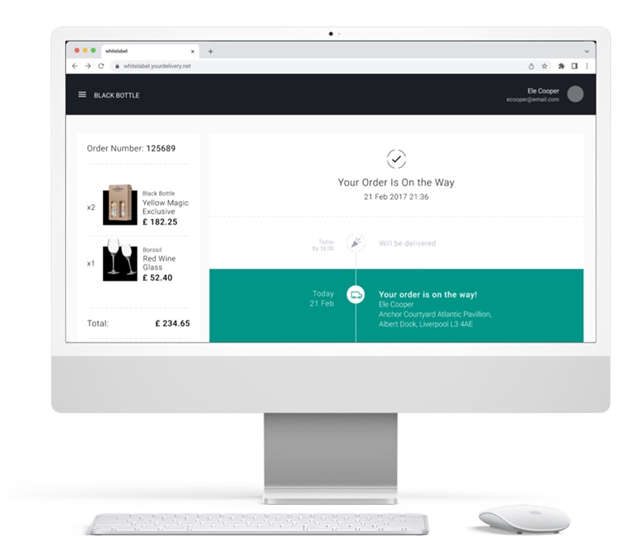 Consumer app — live driver tracking with named driver card