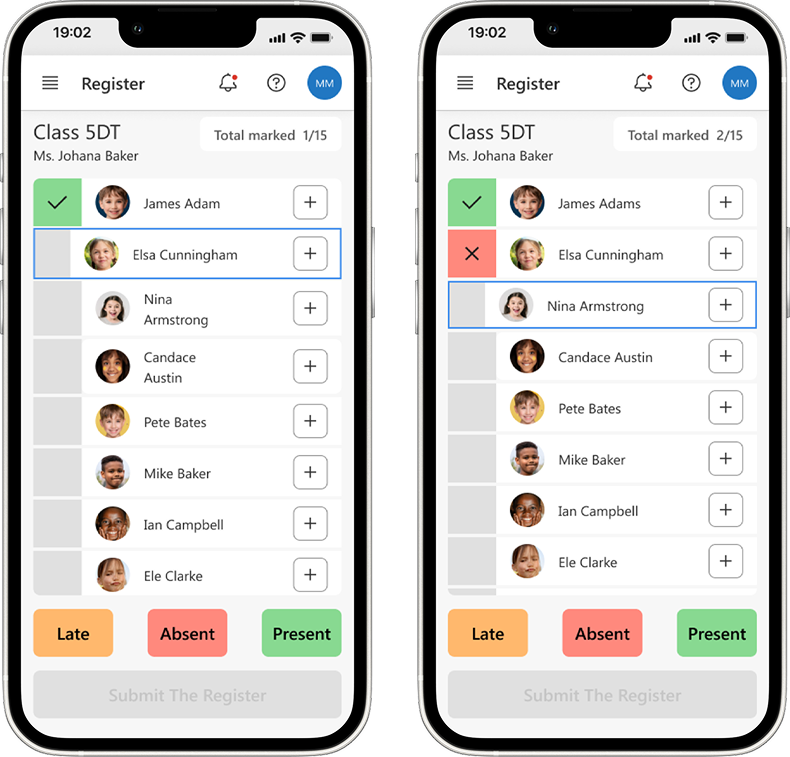 Register — smooth transition