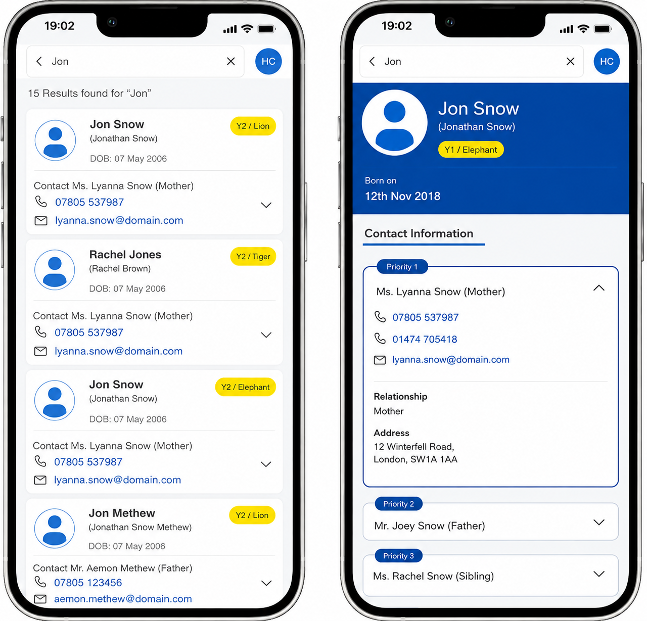 Search, profile & contact